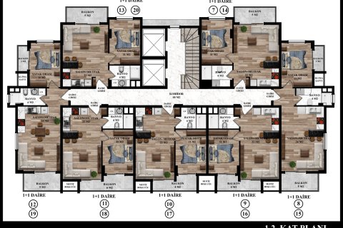 آپارتمان در Alanya ، ترکیه 1 خوابه ، 58 متر مربع. شماره 238919 - 24