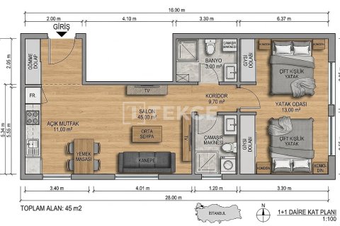 1+1 Wohnung in Istanbul, Türkei Nr. 238548 - 16