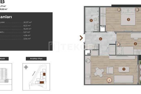 Продажа квартиры в Стамбуле, Турция 2+1, 88м2, №238322 – фото 17