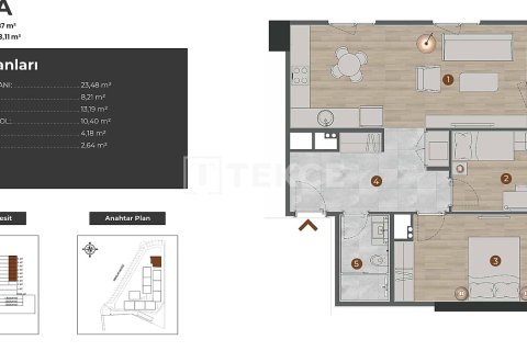 Продажа квартиры в Стамбуле, Турция 2+1, 88м2, №238322 – фото 16