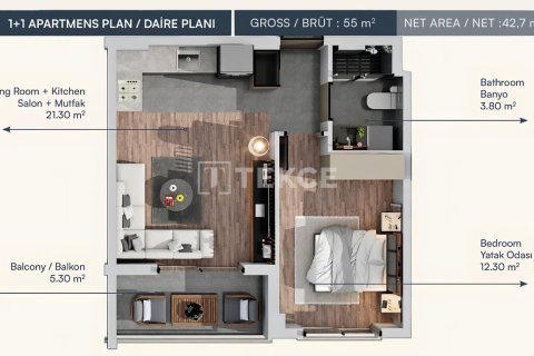 Apartment for sale  in Aksu, Antalya, Turkey, 2 bedrooms, 78m2, No. 238320 – photo 27