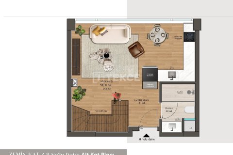 آپارتمان در  Antalya ، ترکیه 1 خوابه ، 49 متر مربع.  شماره 225465 - 30