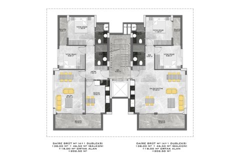 2+1 Penthouse  i Alanya, Antalya, Tyrkiet Nr. 238606 - 22