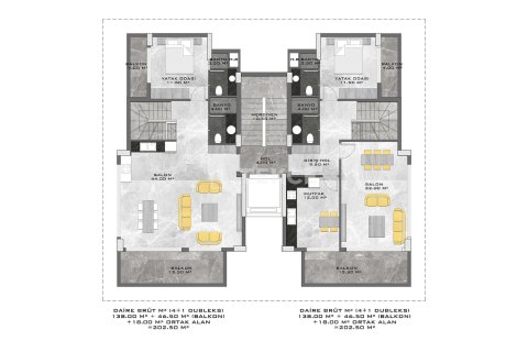 2+1 Penthouse  i Alanya, Antalya, Tyrkiet Nr. 238606 - 20