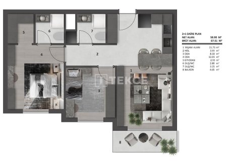 Apartment for sale in Ankara, Turkey, 2 bedrooms, 67m2, No. 238791 – photo 10
