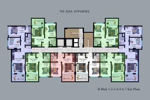 2+1 Leilighet  i Alanya, Antalya, Tyrkia Nr. 182078 - 24