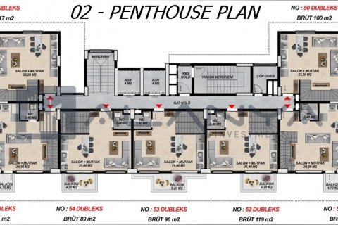 3+1 Takleilighet i Mahmutlar, Antalya, Tyrkia Nr. 96448 - 25