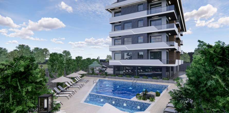 1+1 Lejlighed  i Oba, Antalya, Tyrkiet Nr. 101356