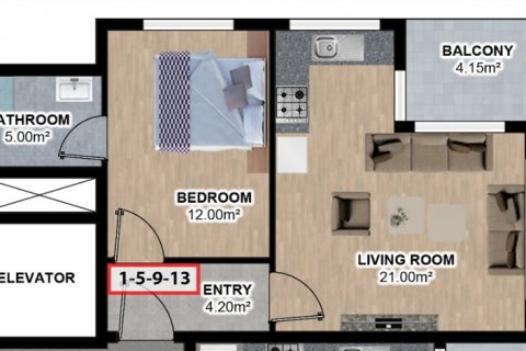 Продажа квартиры  в Аланье, Анталье, Турция 1+1, 55м2, №133983 – фото 8