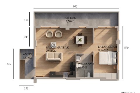Dubleks daire  4+1  Fethiye, Muğla, Türkiye №232184 - 14