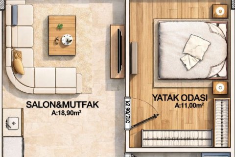 Продажа квартиры в Алтынташа, Анталье, Турция 1+1, 50м2, №228761 – фото 17