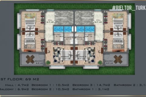 6+1 Villa  in Belek, Antalya, Türkei Nr. 139852 - 15