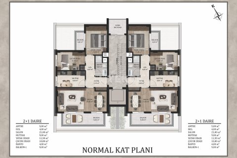 2+1 Lejlighed  i Antalya, Tyrkiet Nr. 212076 - 12
