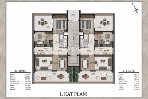 2+1 Lejlighed  i Antalya, Tyrkiet Nr. 212076 - 11