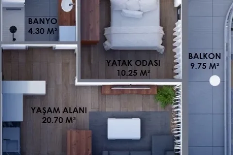 1+1 Lägenhet  i Aksu, Antalya, Turkiet Nr. 220513 - 6