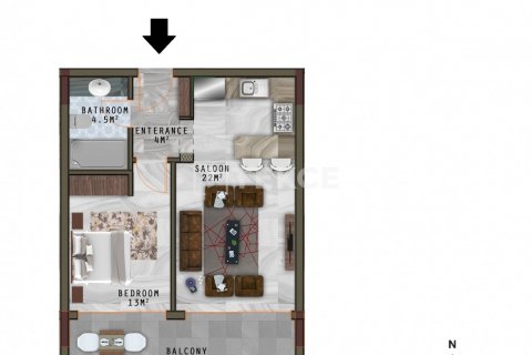 2+1 Penthouse i Alanya, Antalya, Tyrkiet Nr. 44019 - 14