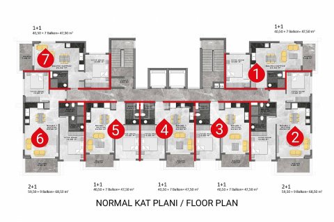 2+1 Takleilighet  i Alanya, Antalya, Tyrkia Nr. 43956 - 17