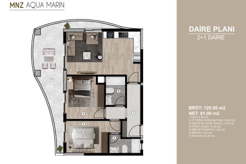Продажа квартиры в Томюке, Мерсине, Турция 2+1, 120м2, №219321 – фото 26
