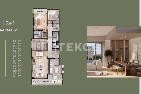 آپارتمان در Mersin ، ترکیه 3 خوابه ، 169 متر مربع. شماره 221104 - 26