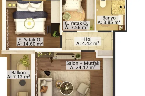 2+1 Leilighet i Mugla, Tyrkia Nr. 220182 - 11