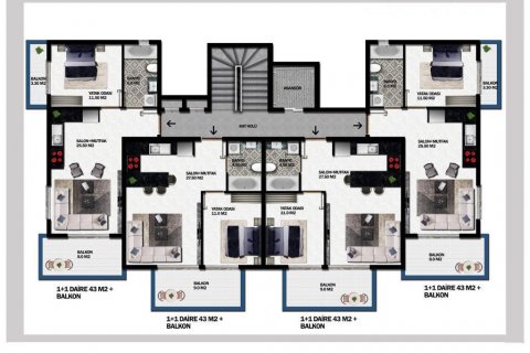 Dubleks daire Alanya, Antalya, Türkiye №93858 - 13