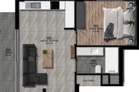 Apartment for sale in Mugla, Turkey, 1 bedroom, 50m2, No. 220105 – photo 19