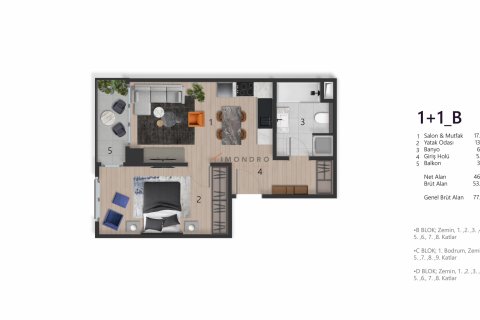 آپارتمان در Beyoglu، Istanbul ، ترکیه 1 خوابه ، 116 متر مربع. شماره 215568 - 13