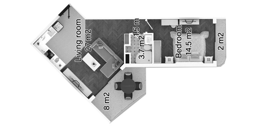 Квартира в Caesar Palm Jumeirah 1+1, Искеле, Северный Кипр №212906