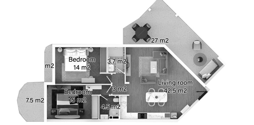 Квартира в Caesar Palm Jumeirah 2+1, Искеле, Северный Кипр №212910