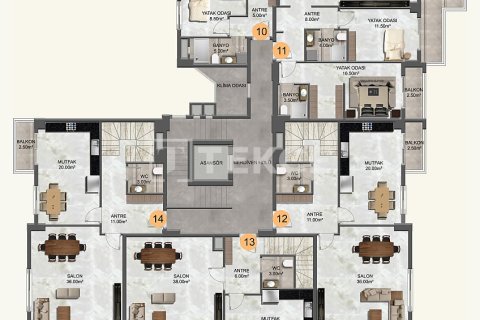 3+1 Takvåning i Alanya, Antalya, Turkiet Nr. 224384 - 20