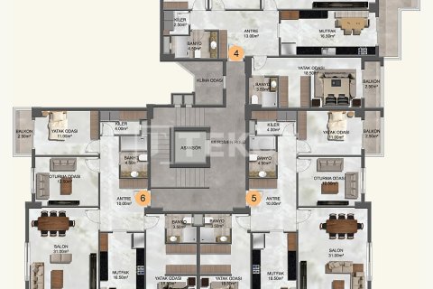 3+1 Takvåning i Alanya, Antalya, Turkiet Nr. 224384 - 18