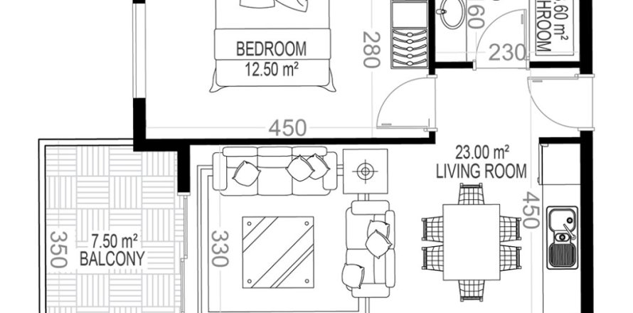 Квартира в Yekta Sungate Residence 1+1, Газипаша, Анталья, Турция №217844