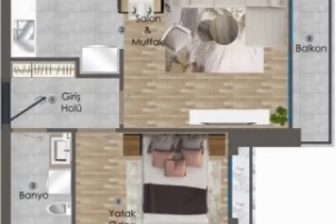 1+1 Leilighet i Mugla, Tyrkia Nr. 220373 - 27