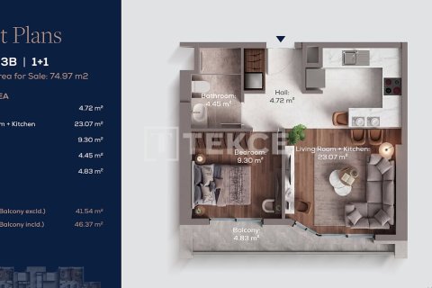 Apartment for sale  in Istanbul, Turkey, 1 bedroom, 66m2, No. 225470 – photo 13