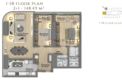 Apartment for sale in Sisli, Istanbul, Turkey, 1 bedroom, 87m2, No. 225268 – photo 21