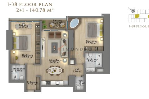 Apartment for sale in Sisli, Istanbul, Turkey, 1 bedroom, 87m2, No. 225268 – photo 16