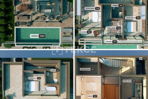 3+1 Villa  i Kas, Antalya, Tyrkiet Nr. 216363 - 24