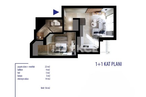 1+1 Lägenhet  i Antalya, Turkiet Nr. 217856 - 14