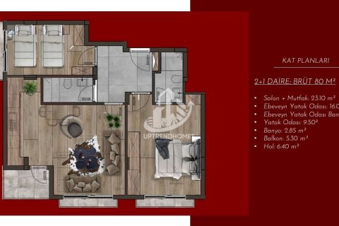 1+1 Lägenhet  i Alanya, Antalya, Turkiet Nr. 98447 - 6