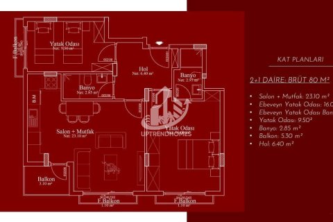 1+1 Lägenhet  i Alanya, Antalya, Turkiet Nr. 98447 - 5