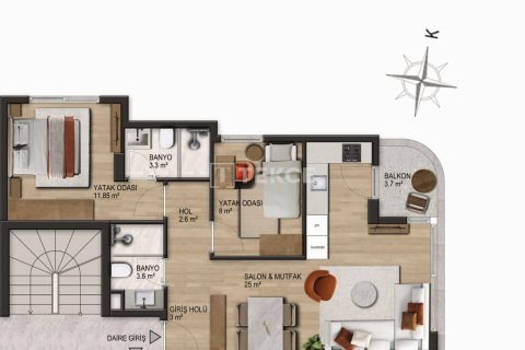 2+1 Lejlighed  i Antalya, Tyrkiet Nr. 226403 - 9