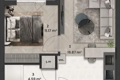 Apartment for sale in Aksu, Antalya, Turkey, 1 bedroom, 44m2, No. 220137 – photo 16
