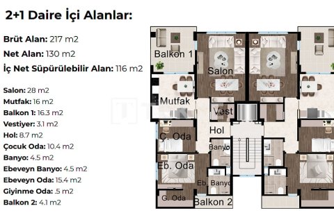 2+1 Leilighet  i Bursa, Tyrkia Nr. 225288 - 14