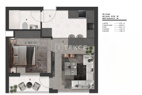 Продажа квартиры в Анкаре, Турция 1+1, 43м2, №238116 – фото 12