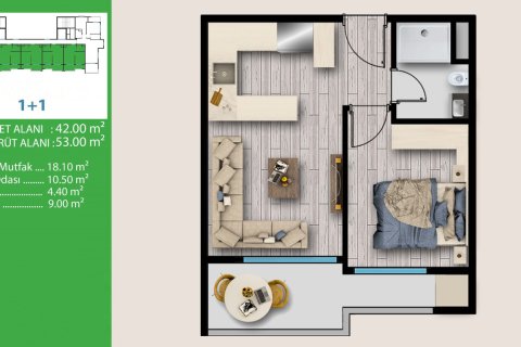 Продажа квартиры в Мерсине, Турция 2 комн., 53м2, №227909 – фото 17