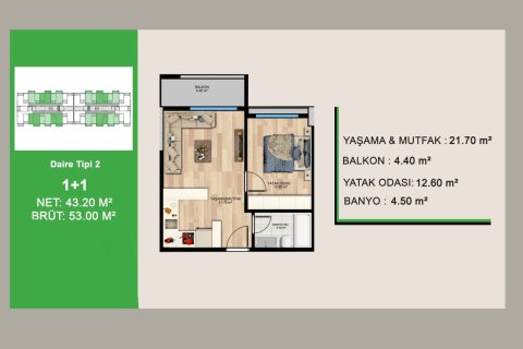 Продажа квартиры в Эрдемли, Мерсине, Турция 2 комн., 53м2, №227873 – фото 9