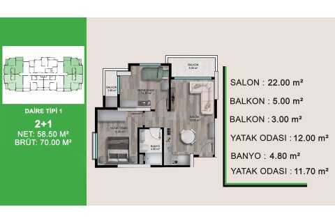 Daire Mezitli, Mersin, Türkiye №227875 - 8