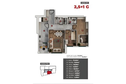 آپارتمان در Zeytinburnu، Istanbul ، ترکیه 2 خوابه ، 98 متر مربع. شماره 225184 - 25