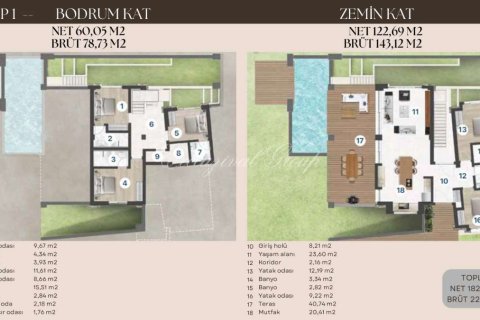4+1 Villa  i Bodrum, Mugla, Tyrkiet Nr. 223407 - 27