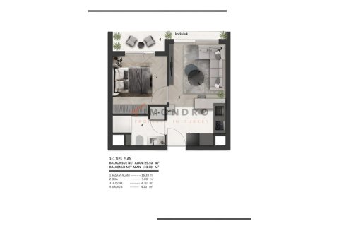 1+1 Leilighet i Aksu, Antalya, Tyrkia Nr. 221124 - 11